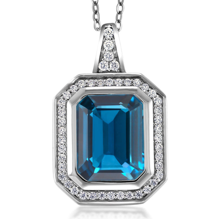 London Blue Topaz - November_Pendant in 925 Sterling Silver