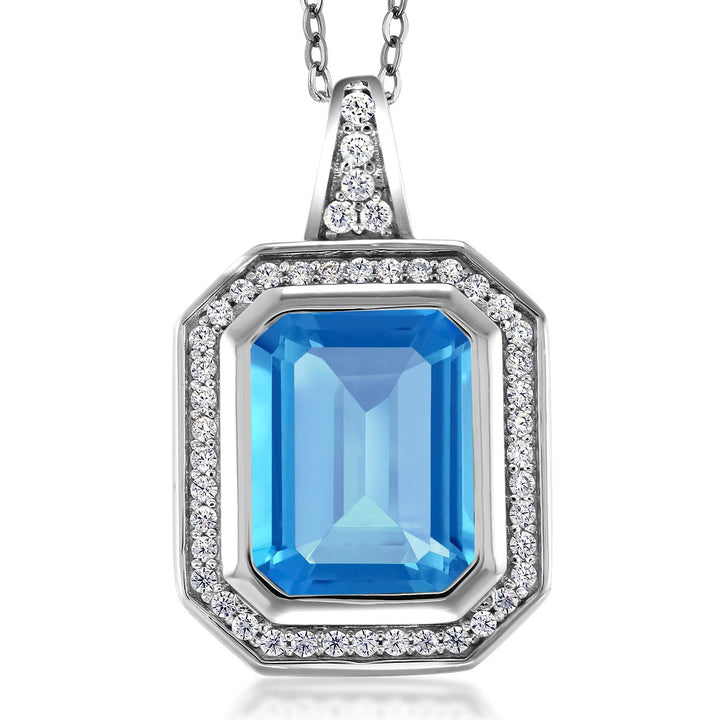 Swiss Blue Topaz - November_Pendant in 925 Sterling Silver