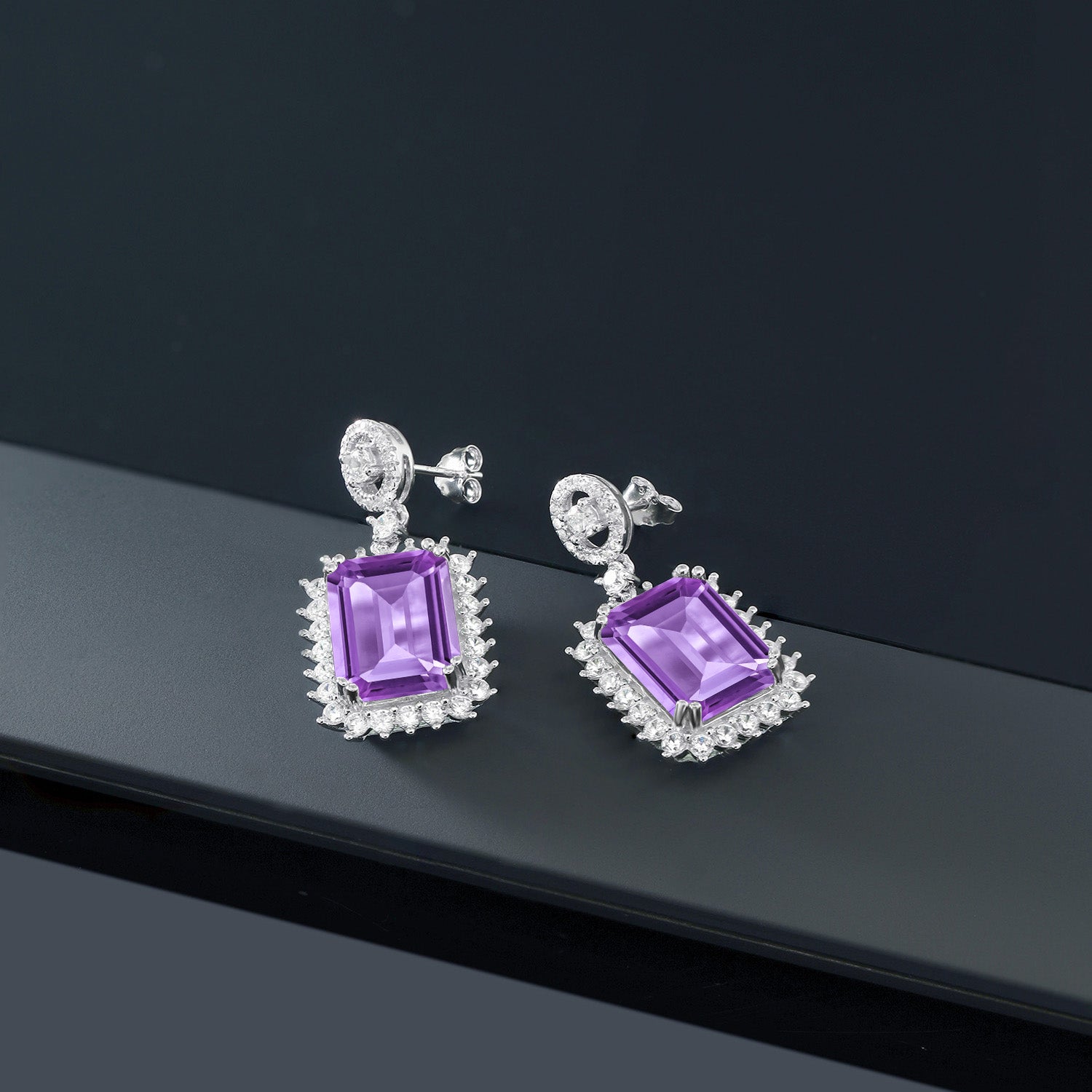 Blue Created Sapphire - September_Earrings in 925 Sterling Silver