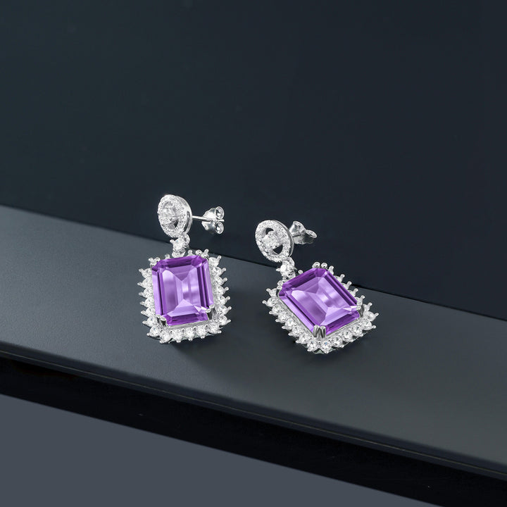 Blue Created Sapphire - September_Earrings in 925 Sterling Silver