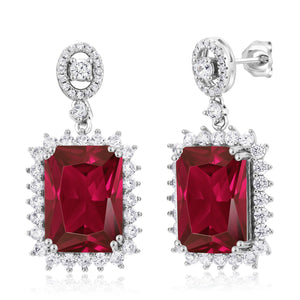 Created Ruby - July_Earrings in 925 Sterling Silver