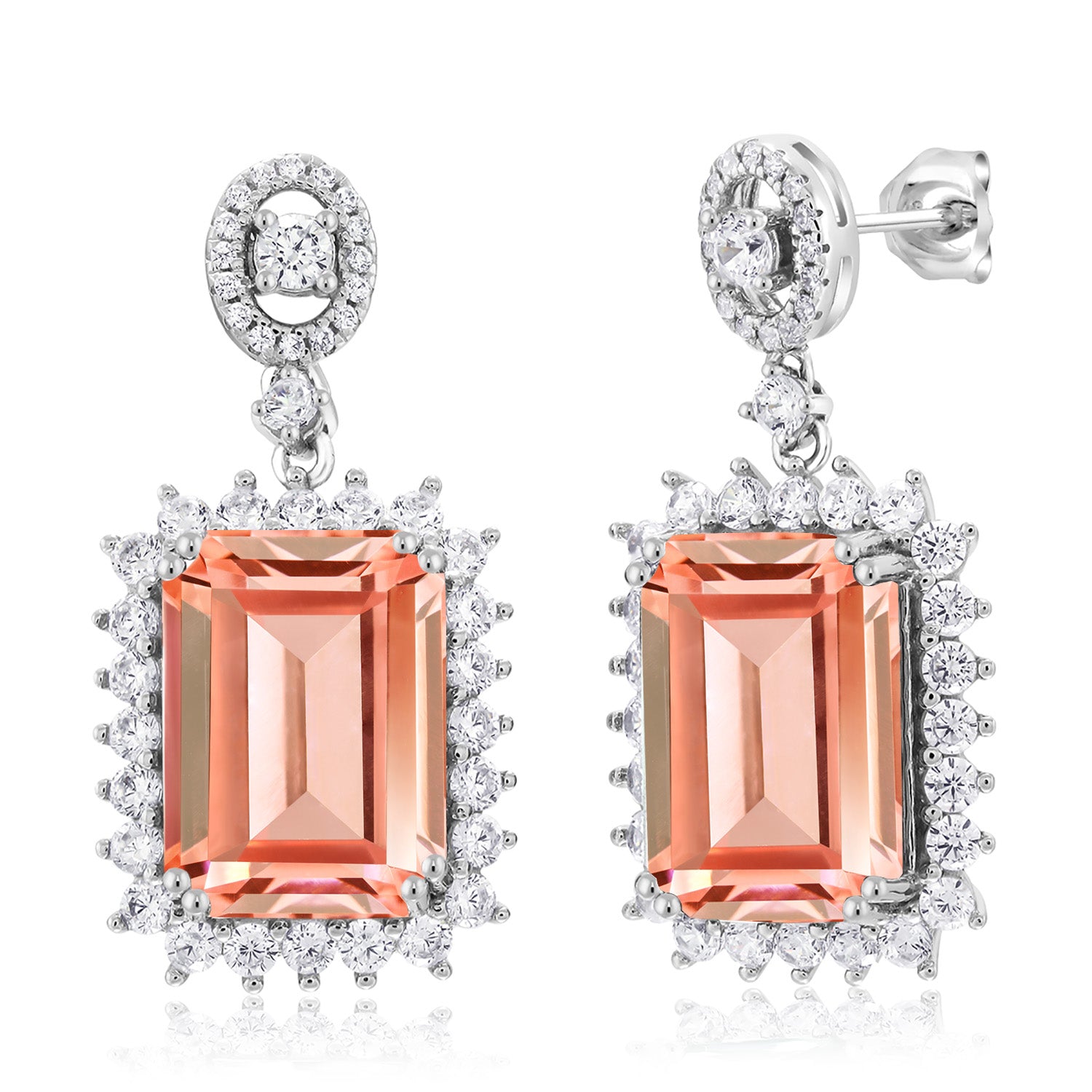 Nano Morganite - October_Earrings in 925 Sterling Silver