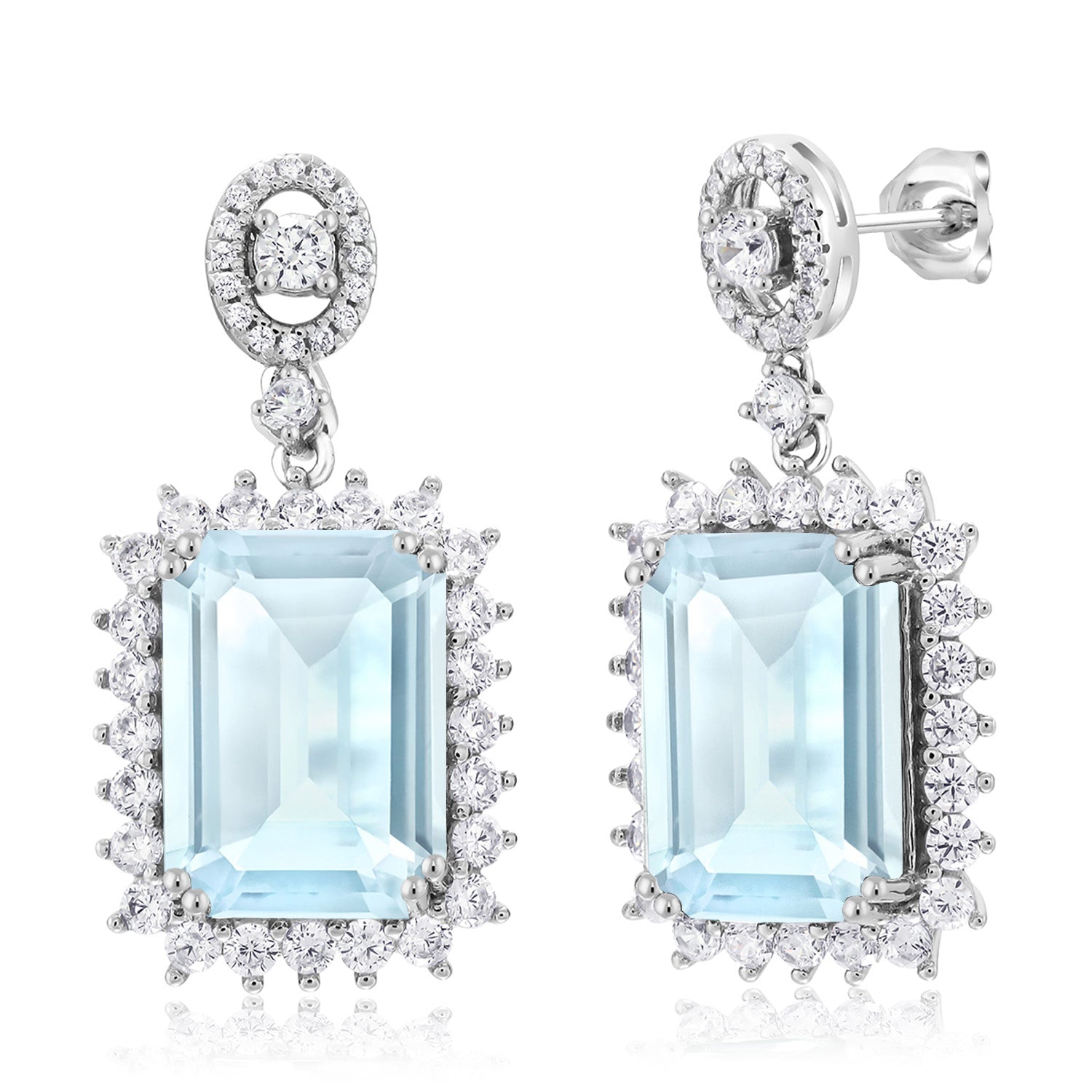 Sky Blue Topaz - November_Earrings in 925 Sterling Silver