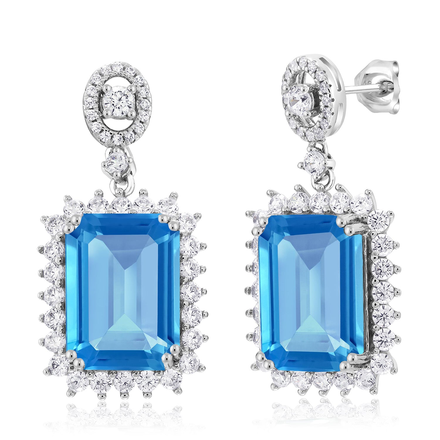 Swiss Blue Topaz - November_Earrings in 925 Sterling Silver