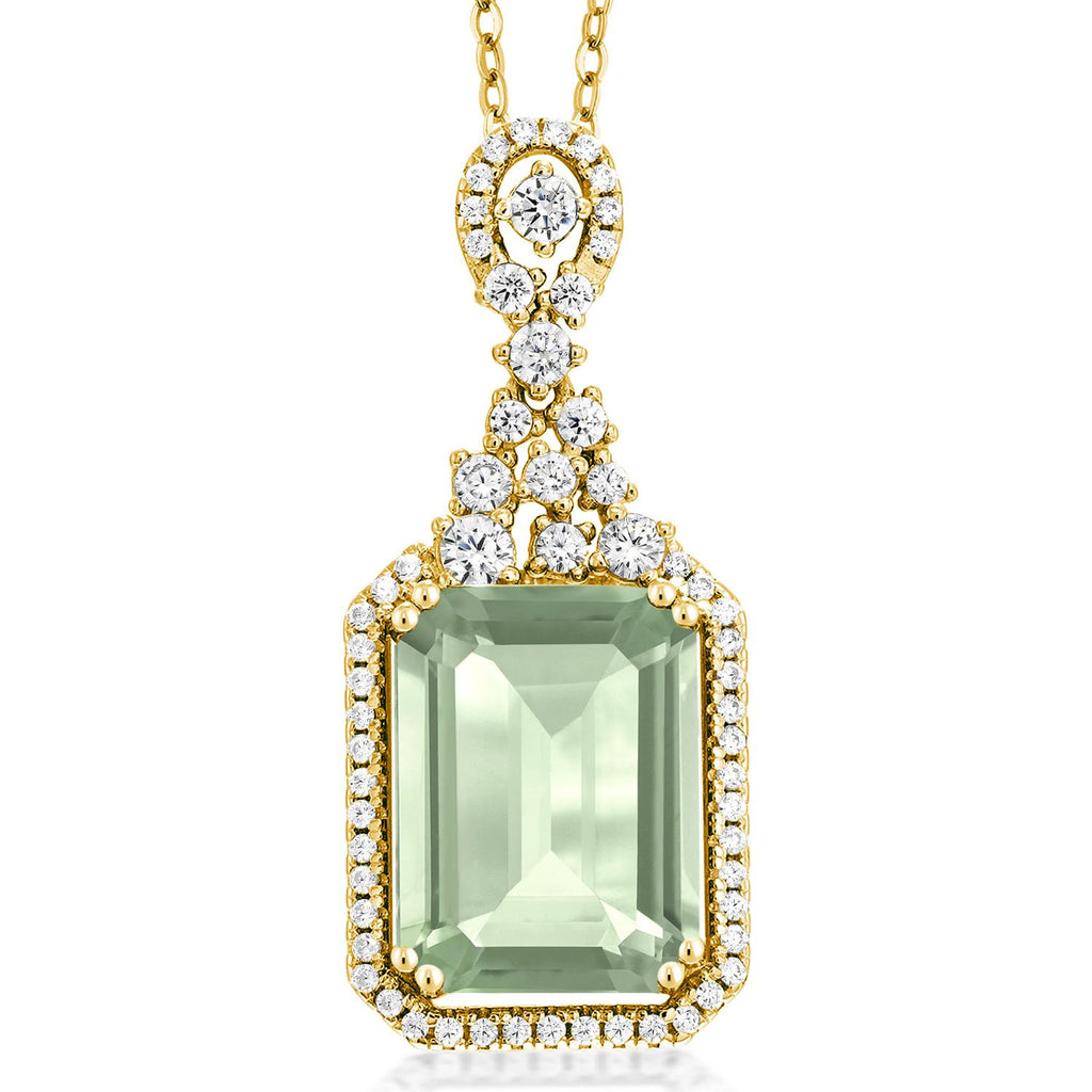 Prasiolite_Pendant in 925 Yellow Gold Plated Silver