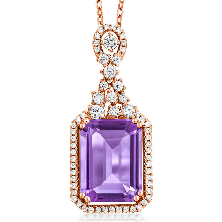 Amethyst - February_Pendant in 925 Rose Gold Plated Silver