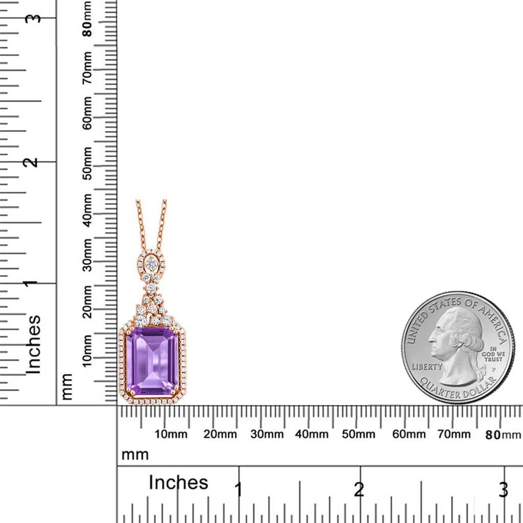 Amethyst and Zirconia_Pendant in 925 Rose Gold Plated Silver