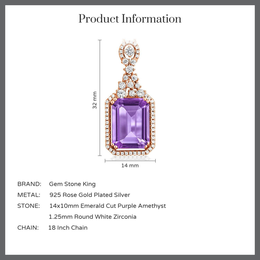 Amethyst and Zirconia_Pendant in 925 Rose Gold Plated Silver