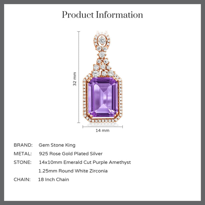 Amethyst and Zirconia_Pendant in 925 Rose Gold Plated Silver
