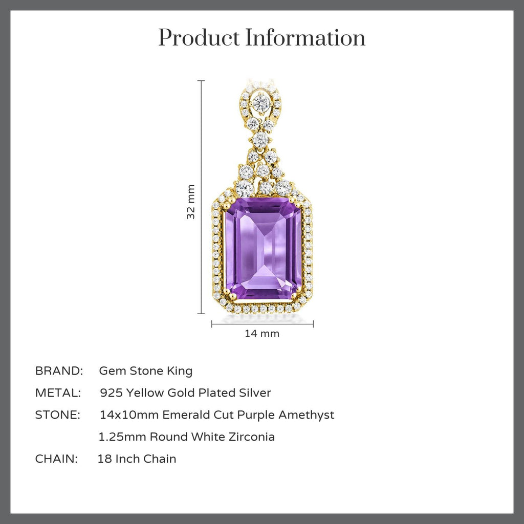 Amethyst and Zirconia_Pendant in 925 Yellow Gold Plated Silver