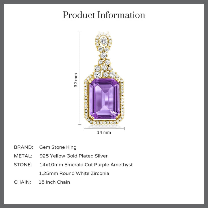 Amethyst and Zirconia_Pendant in 925 Yellow Gold Plated Silver