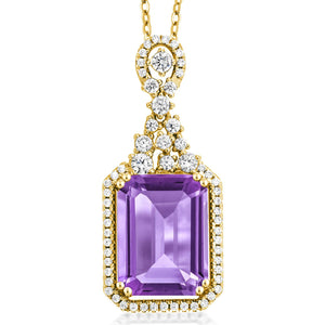 Amethyst and Zirconia_Pendant in 925 Yellow Gold Plated Silver