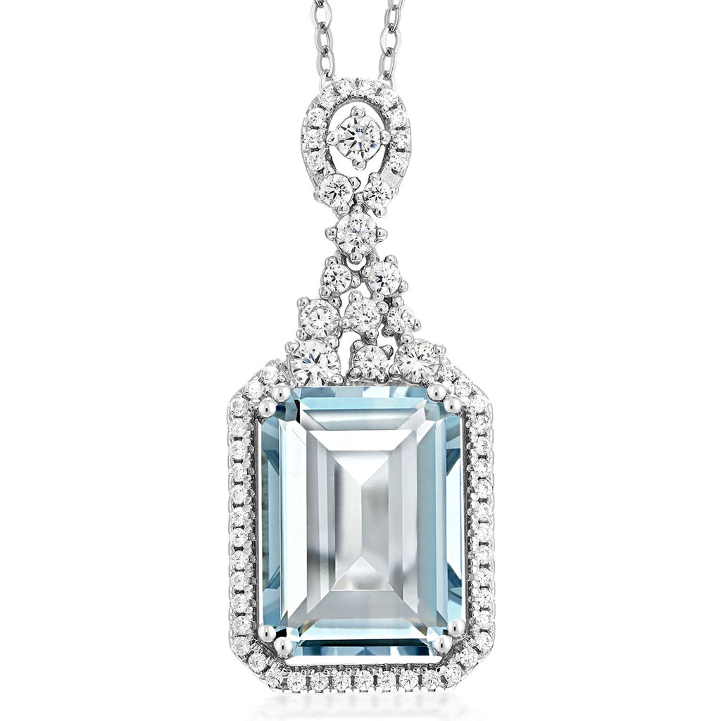 Created Aquamarine - March_Pendant in 925 Sterling Silver