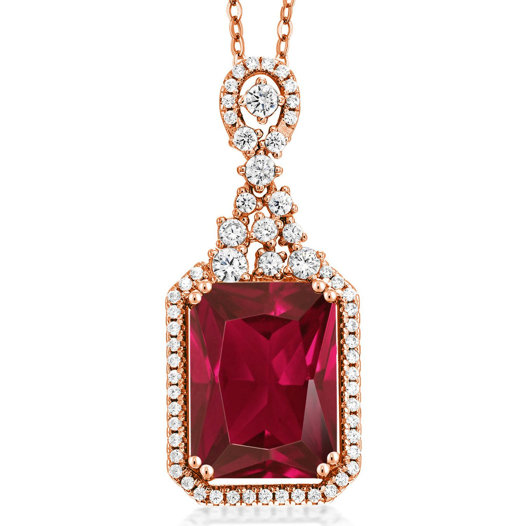 Created Ruby - July_Pendant in 925 Rose Gold Plated Silver