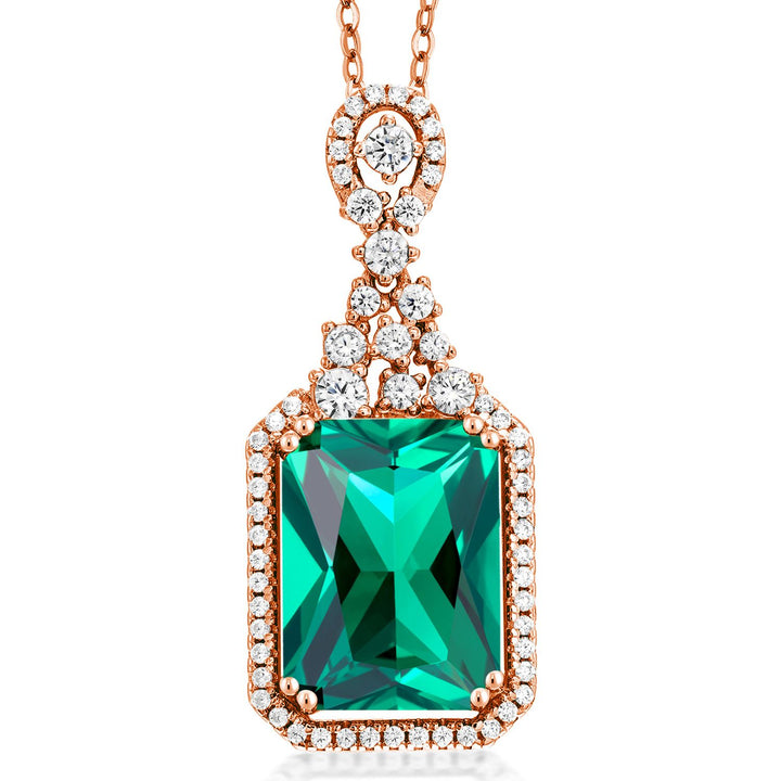 Nano Emerald - May_Pendant in 925 Rose Gold Plated Silver