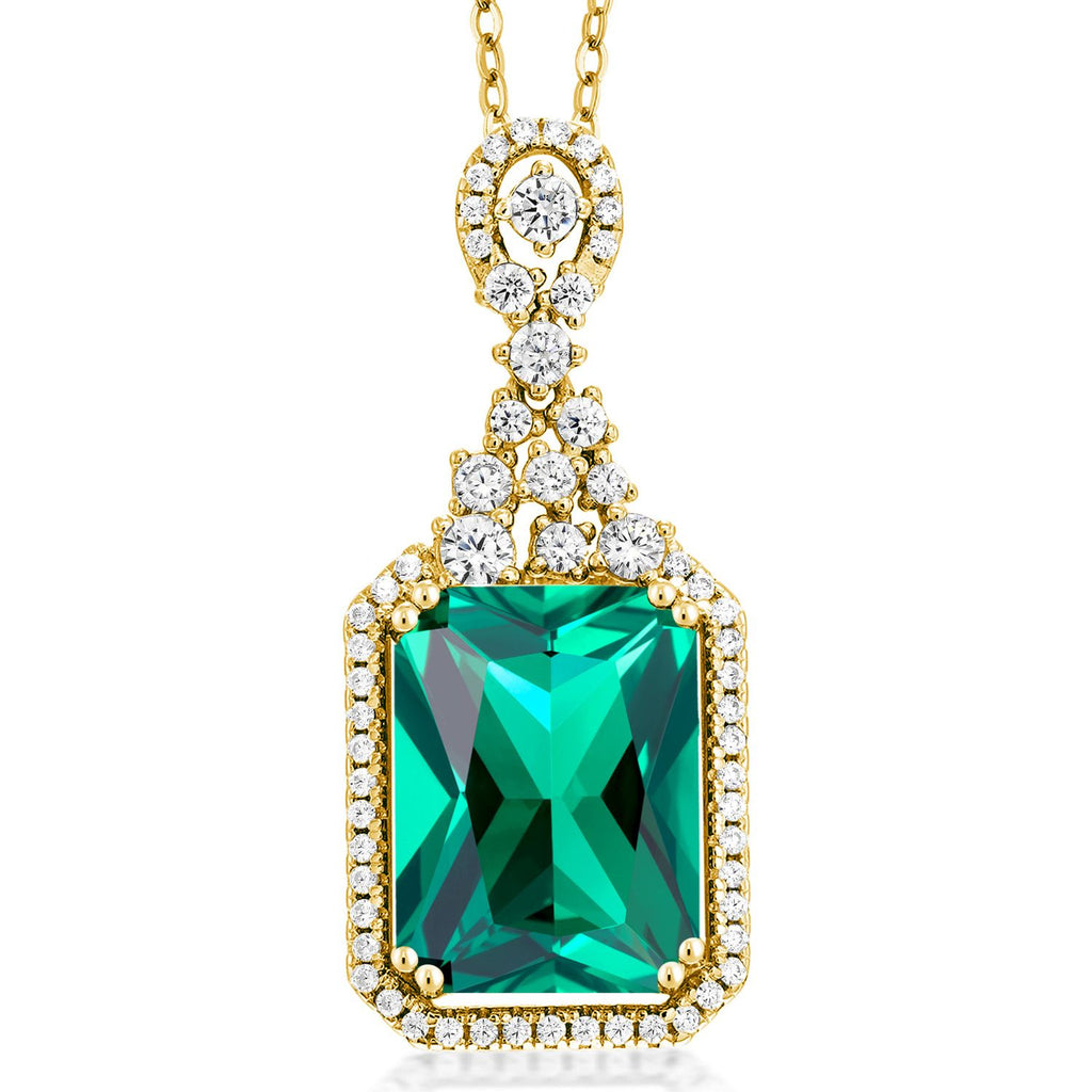 Nano Emerald - May_Pendant in 925 Yellow Gold Plated Silver