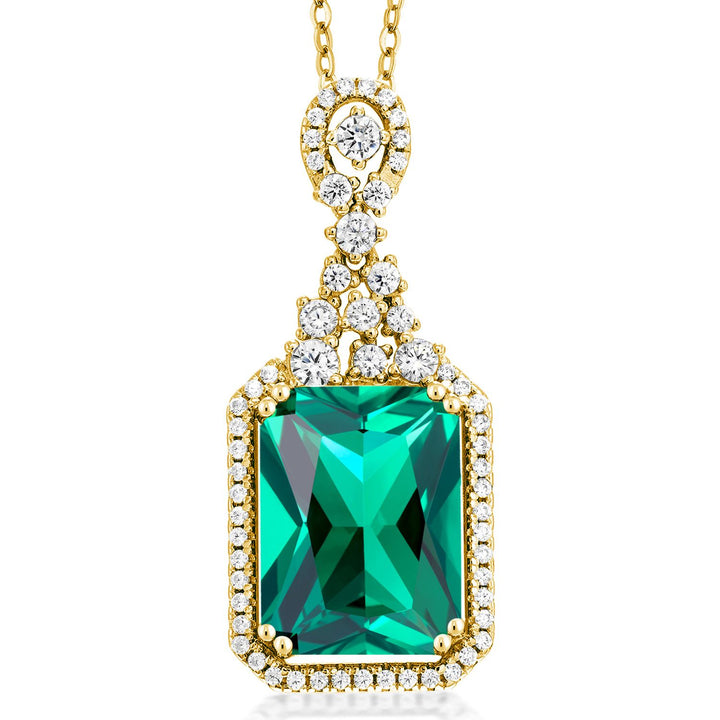 Nano Emerald - May_Pendant in 925 Yellow Gold Plated Silver