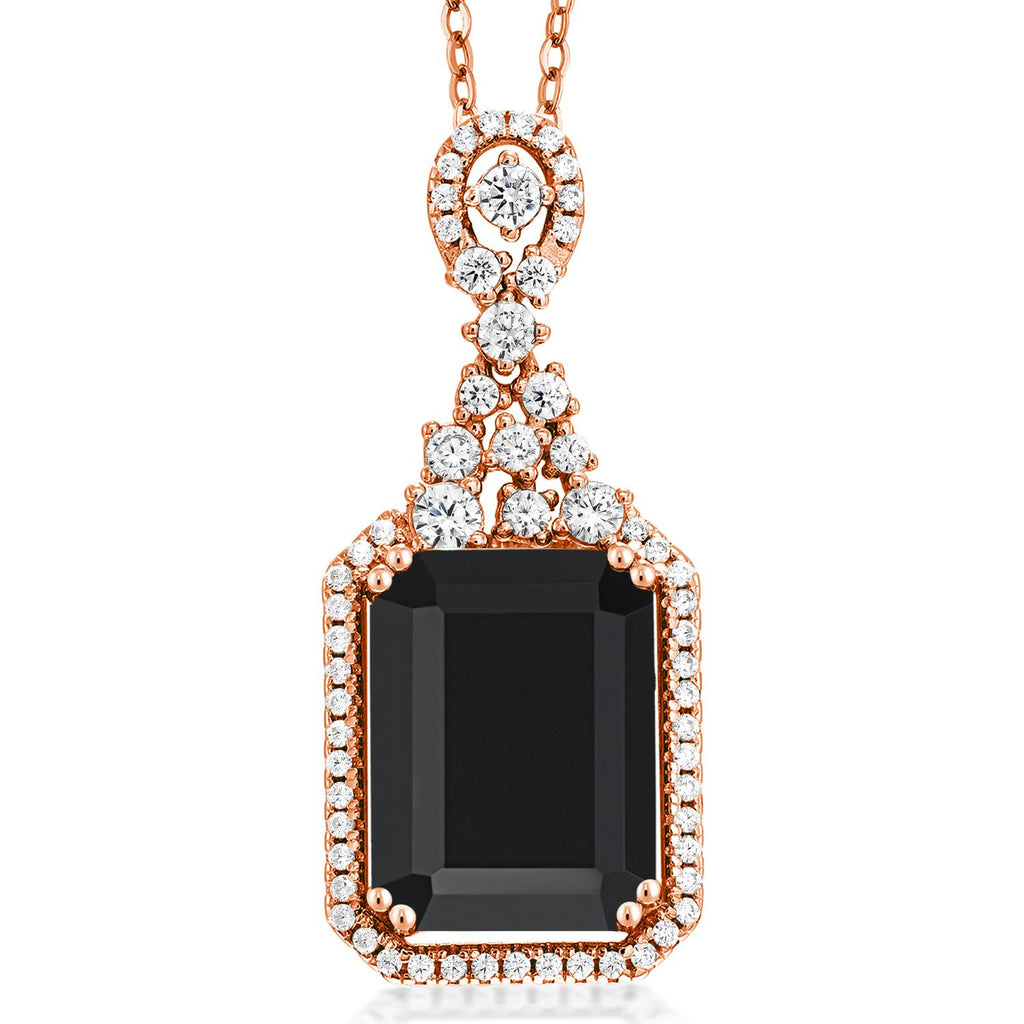 Onyx - December_Pendant in 925 Rose Gold Plated Silver