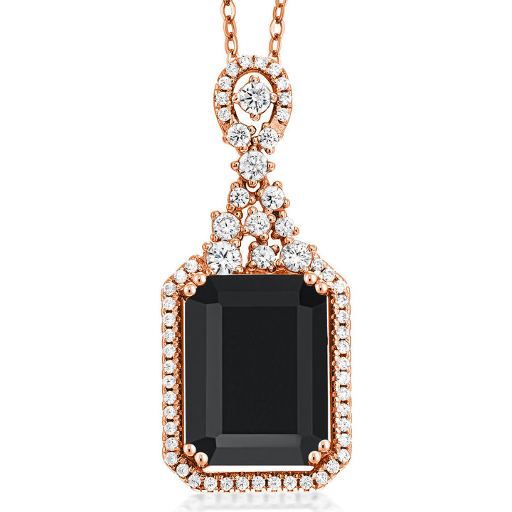 Onyx - December_Pendant in 925 Rose Gold Plated Silver