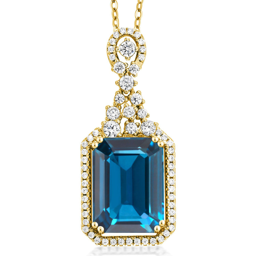 London Blue Topaz - November_Pendant in 925 Yellow Gold Plated Silver