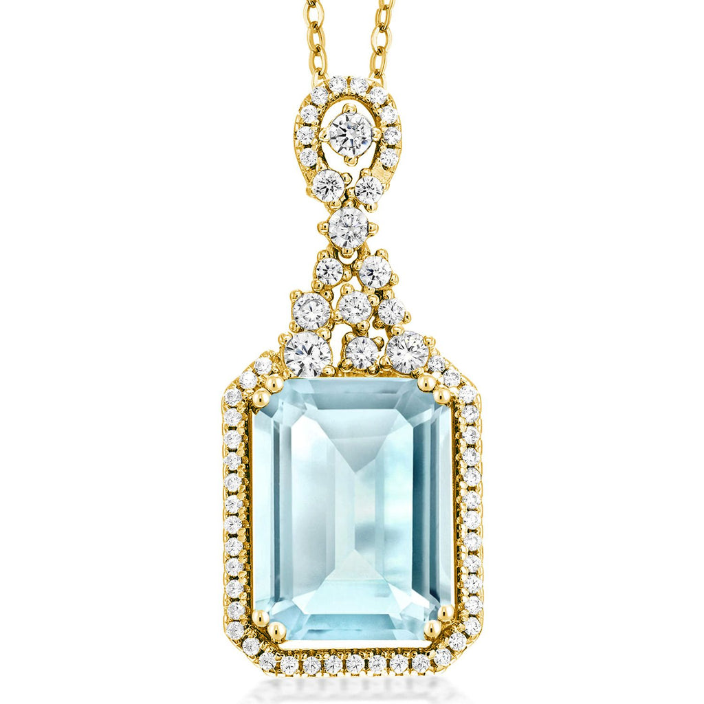 Sky Blue Topaz - November_Pendant in 925 Yellow Gold Plated Silver