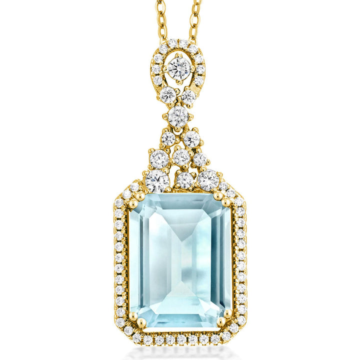 Sky Blue Topaz - November_Pendant in 925 Yellow Gold Plated Silver