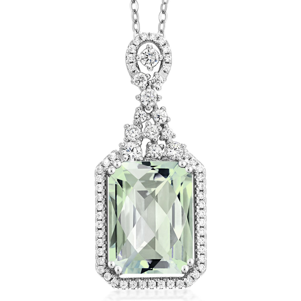 Prasiolite-Checkerboard_Pendant in 925 Sterling Silver
