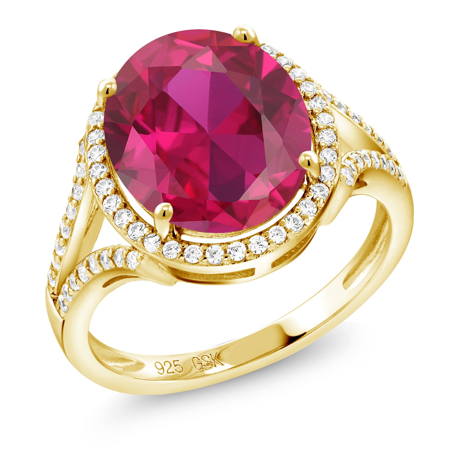 Created Ruby - July_6_Ring in 925 Yellow Gold Plated Silver