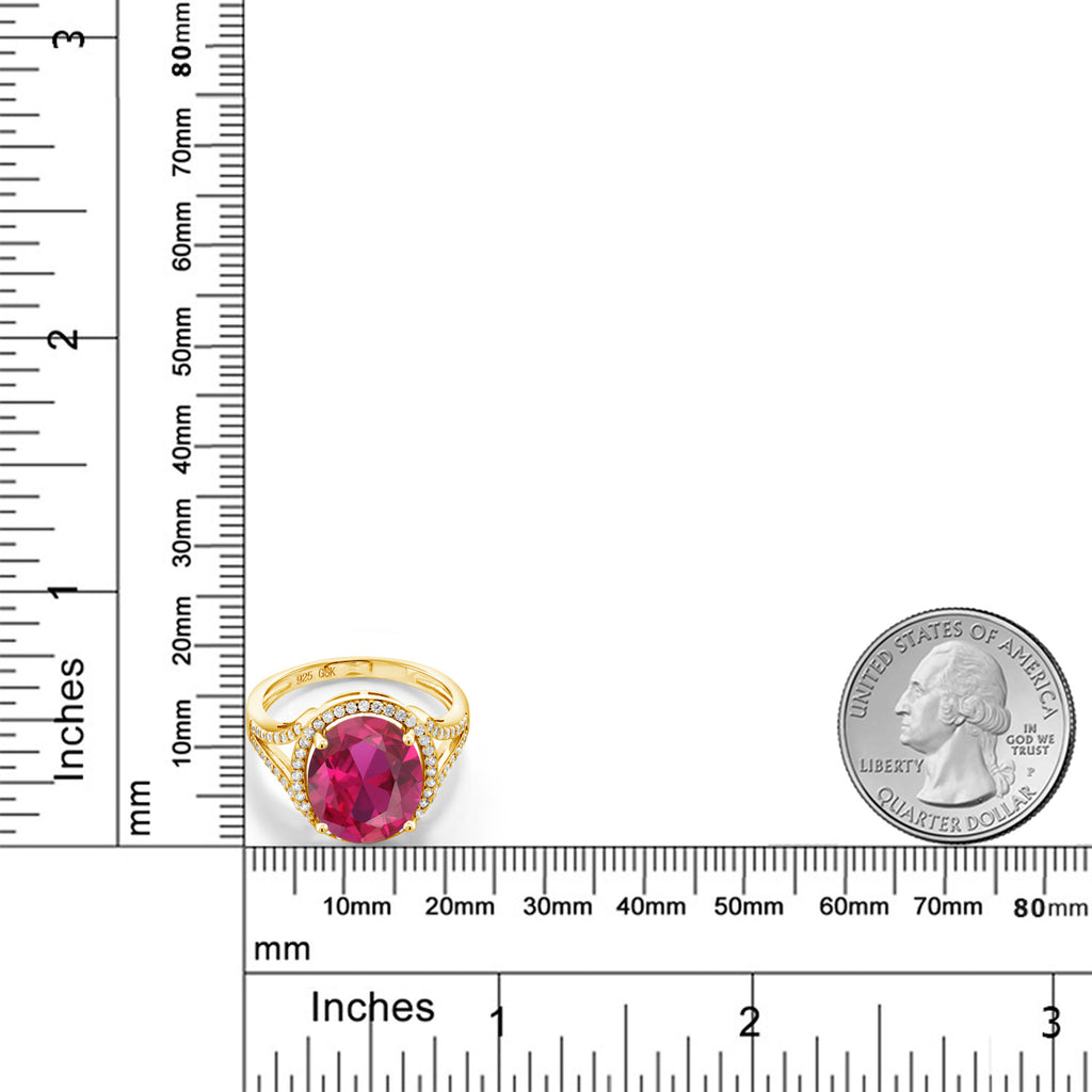 Created Ruby - July_6_Ring in 925 Yellow Gold Plated Silver