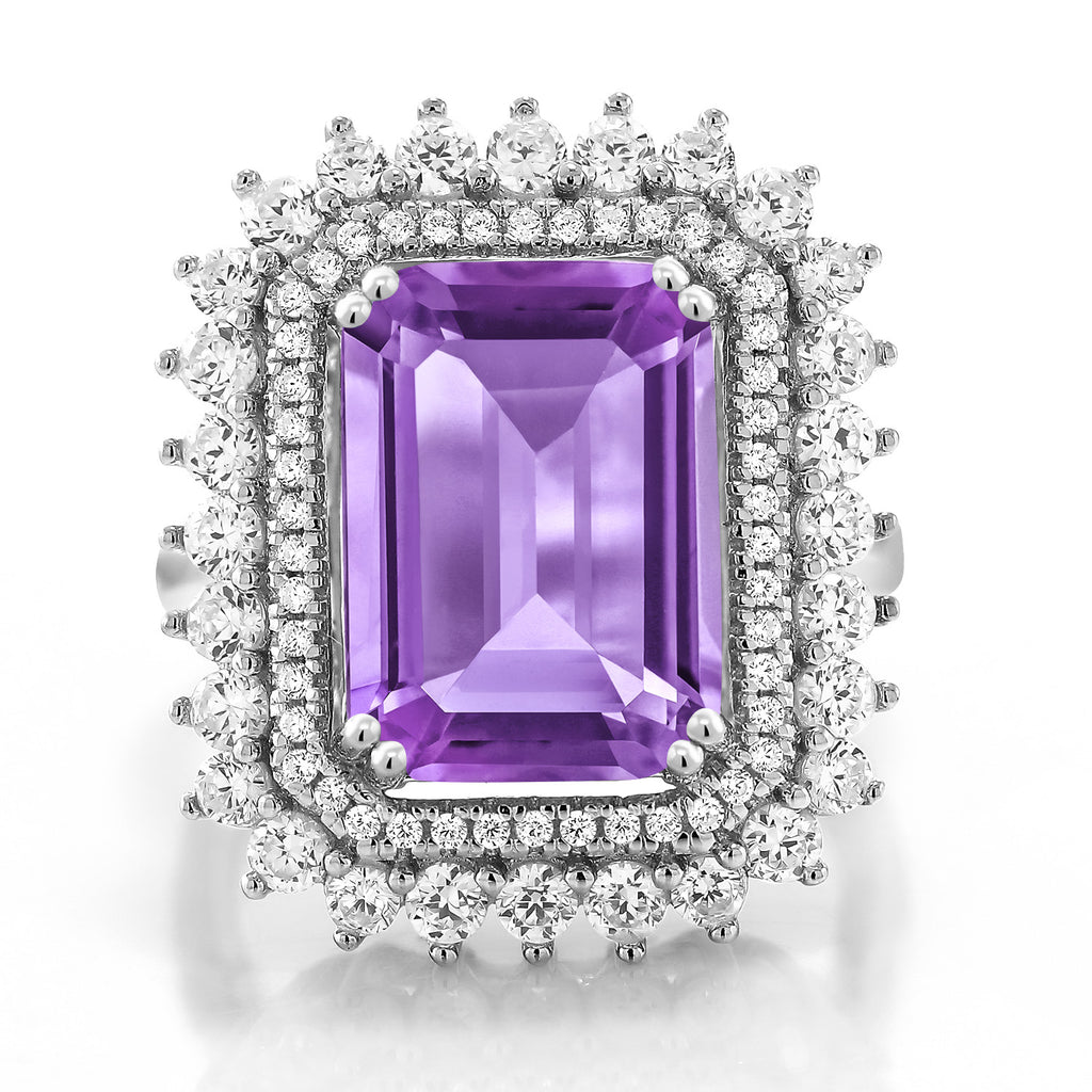 Amethyst and Zirconia_5_Ring in 925 Sterling Silver