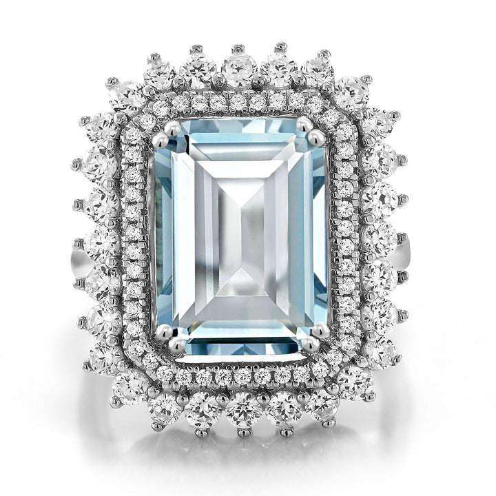 Created Aquamarine_7_Ring in 925 Sterling Silver