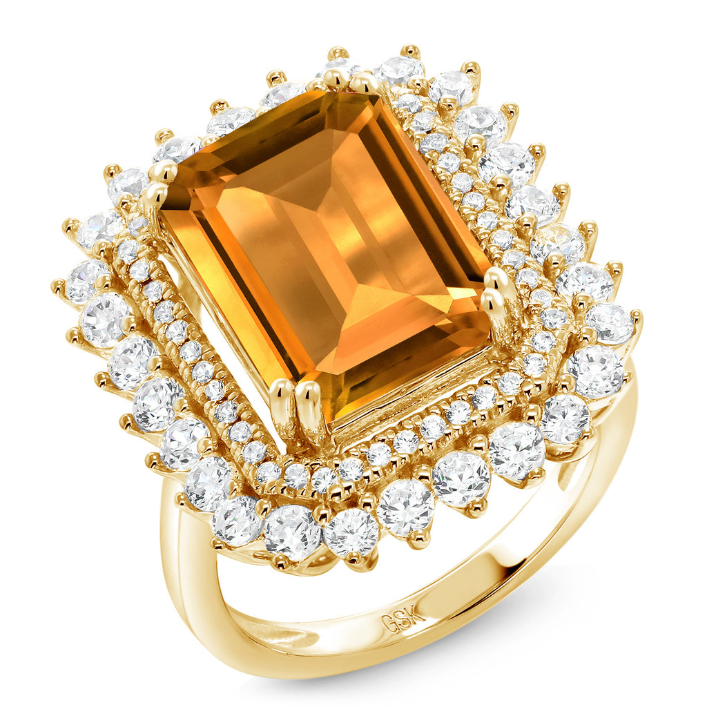 Citrine - November_9_Ring in 925 Yellow Gold Plated Silver