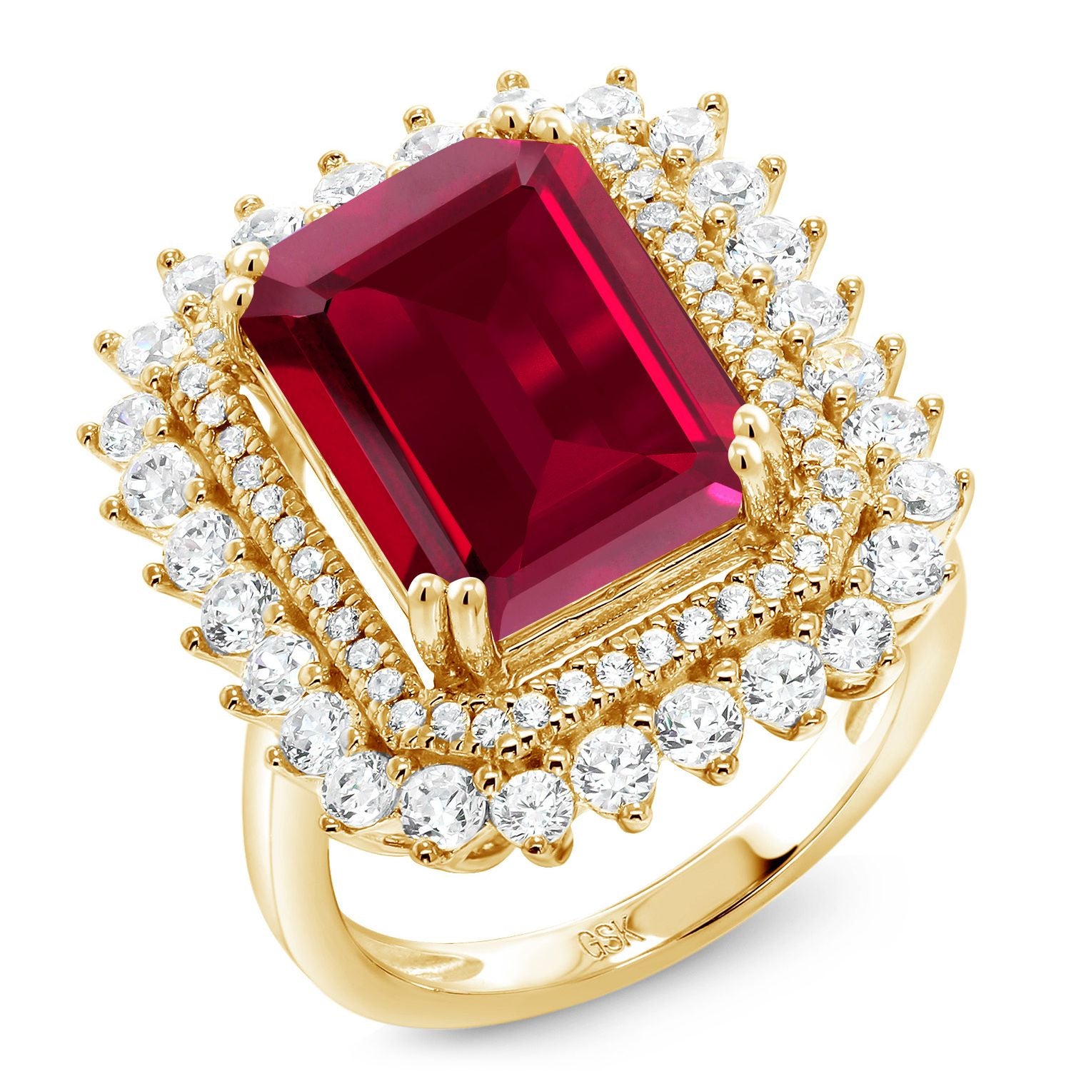 Created Ruby - July_9_Ring in 925 Yellow Gold Plated Silver