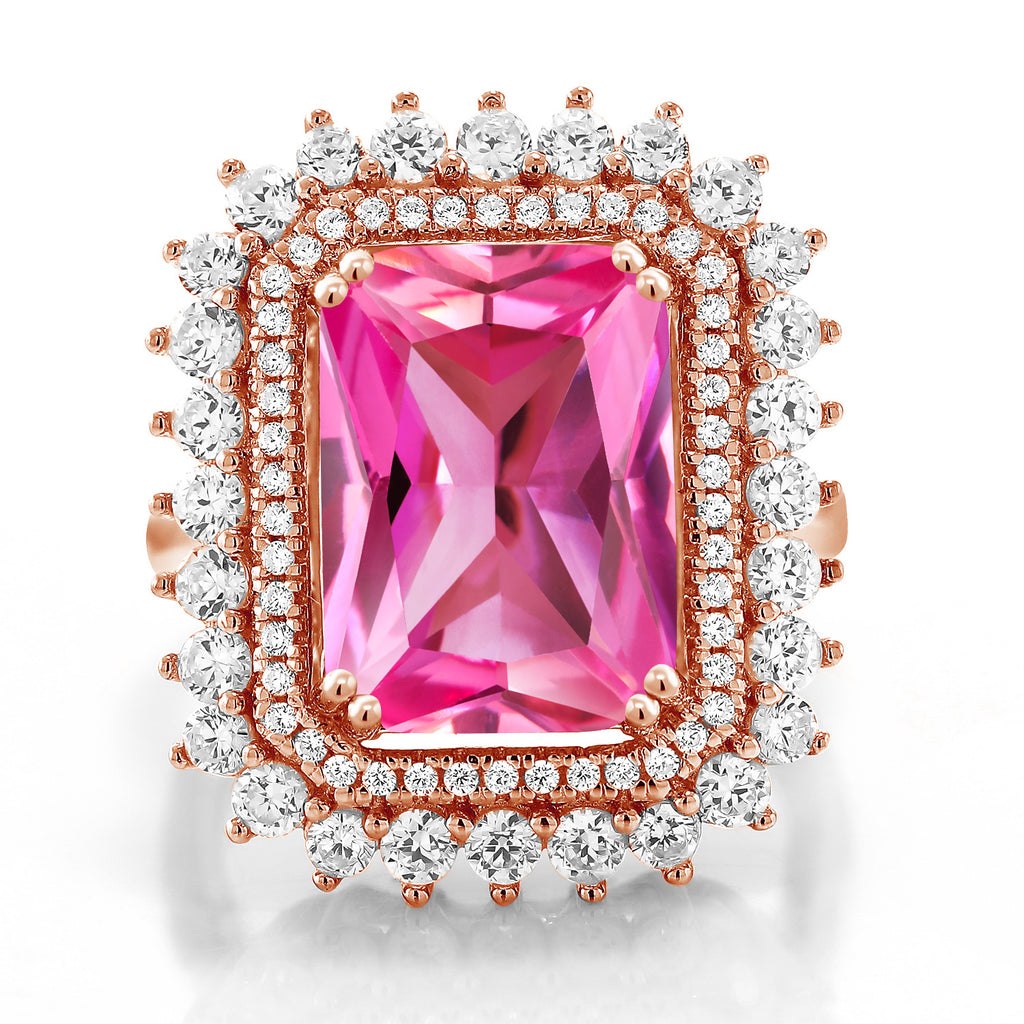Created Sapphire and Zirconia_5_Ring in 925 Rose Gold Plated Silver