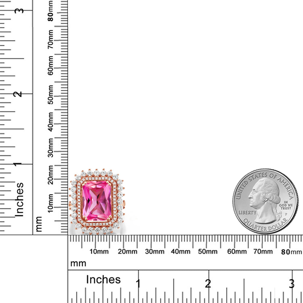 Created Sapphire and Zirconia_5_Ring in 925 Rose Gold Plated Silver