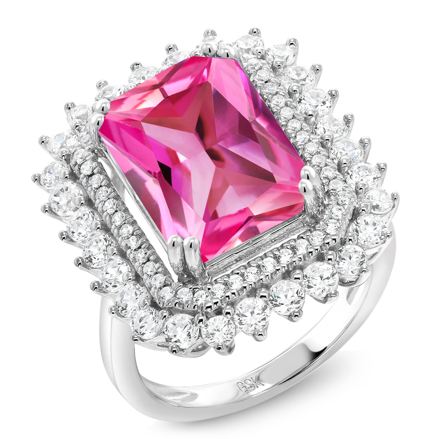 Pink Created Sapphire - September_5_Ring in 925 Sterling Silver