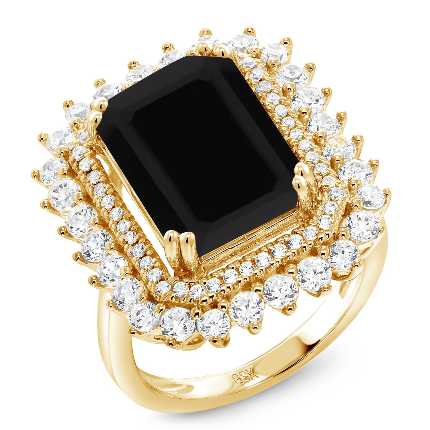 Onyx - December_7_Ring in 925 Yellow Gold Plated Silver