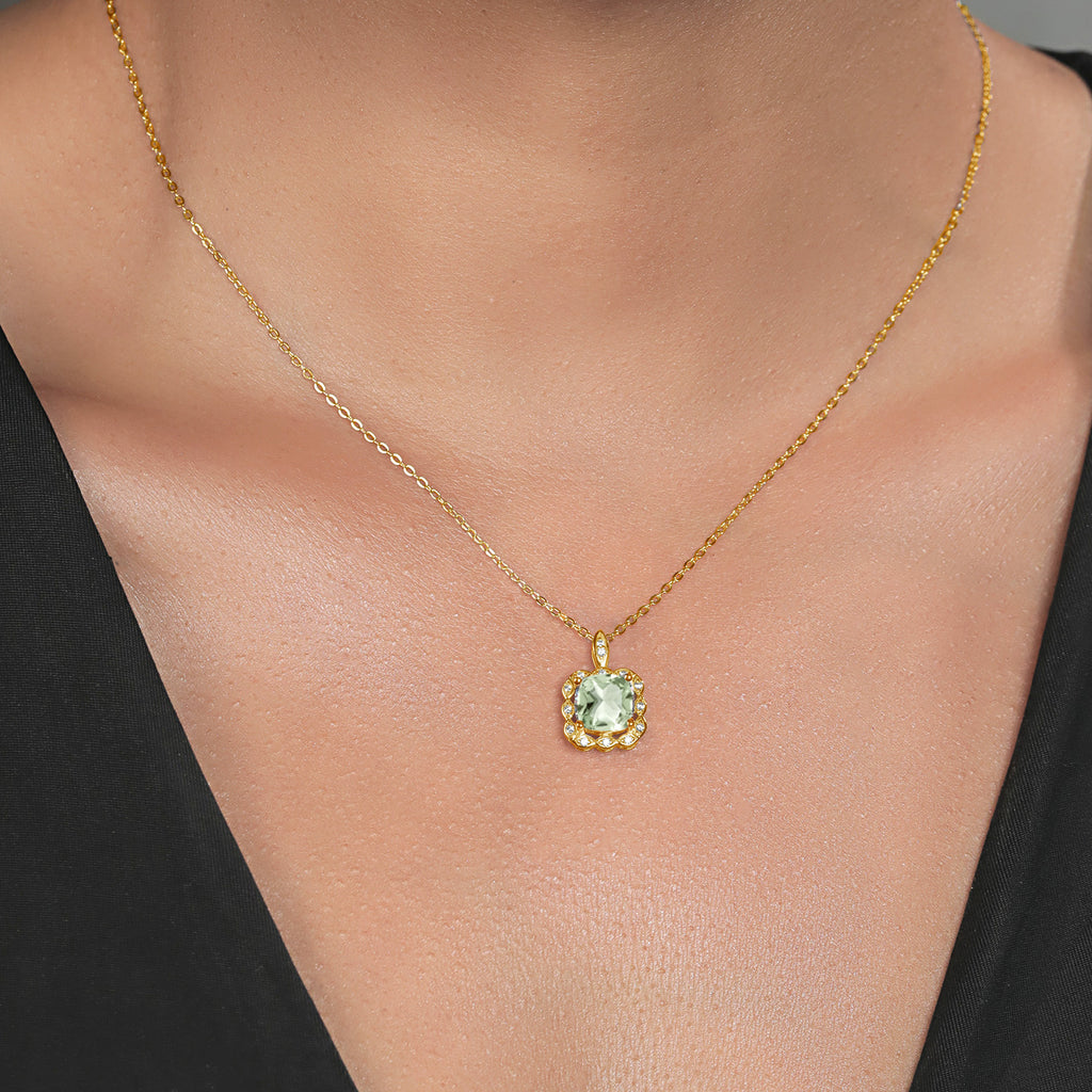 Prasiolite_Pendant in 925 Yellow Gold Plated Silver
