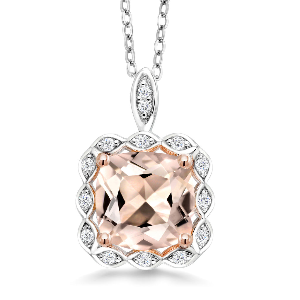 Morganite - October_Pendant in 925 Sterling Silver
