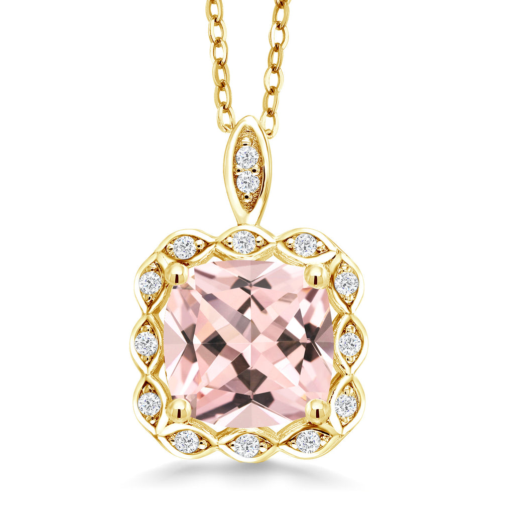 Nano Morganite - October_Pendant in 925 Yellow Gold Plated Silver