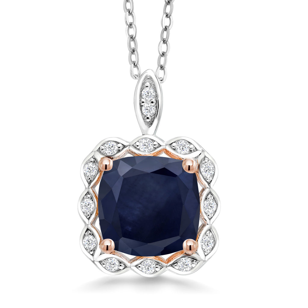 Blue Sapphire - September_Pendant in 925 Sterling Silver