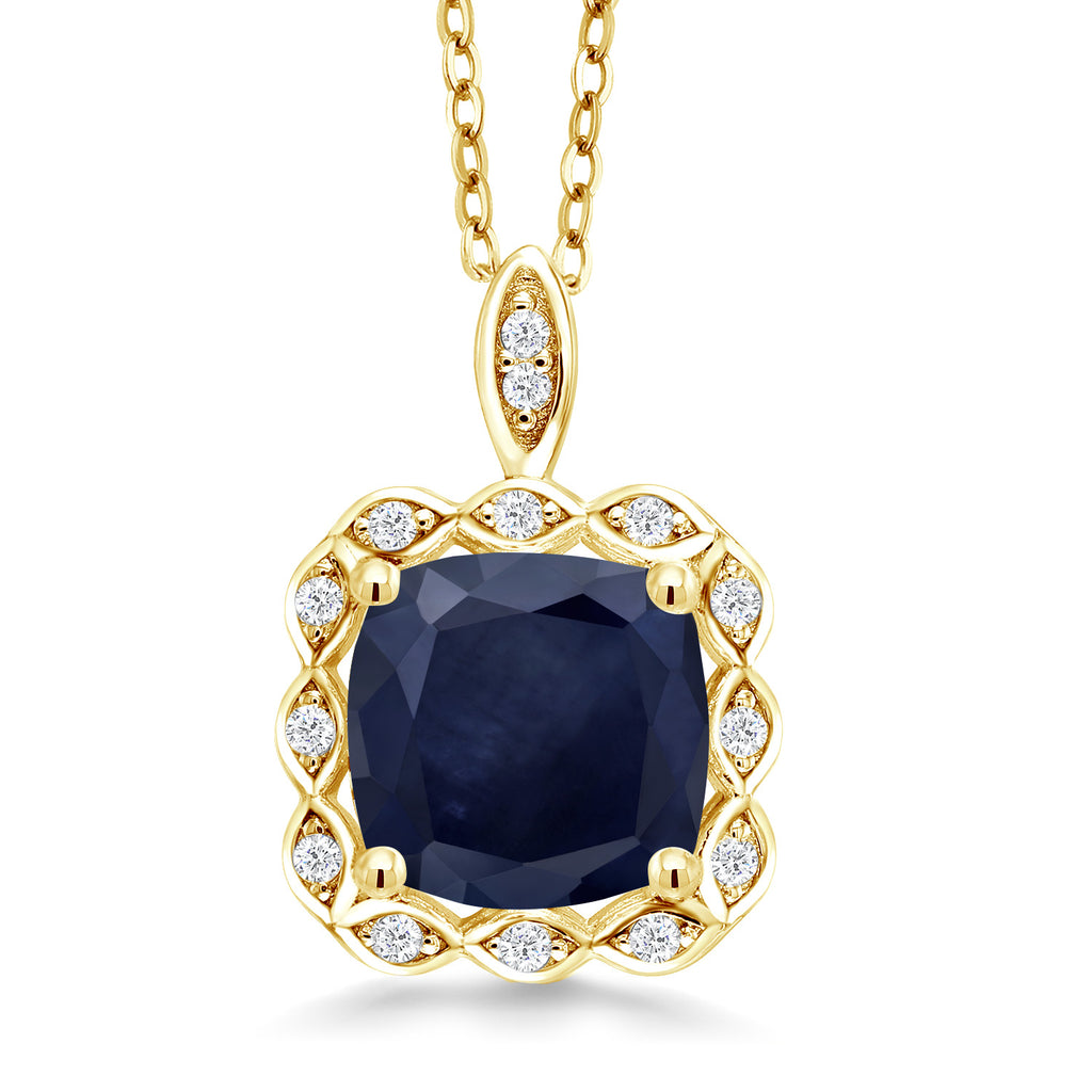 Sapphire - September_Pendant in 925 Yellow Gold Plated Silver