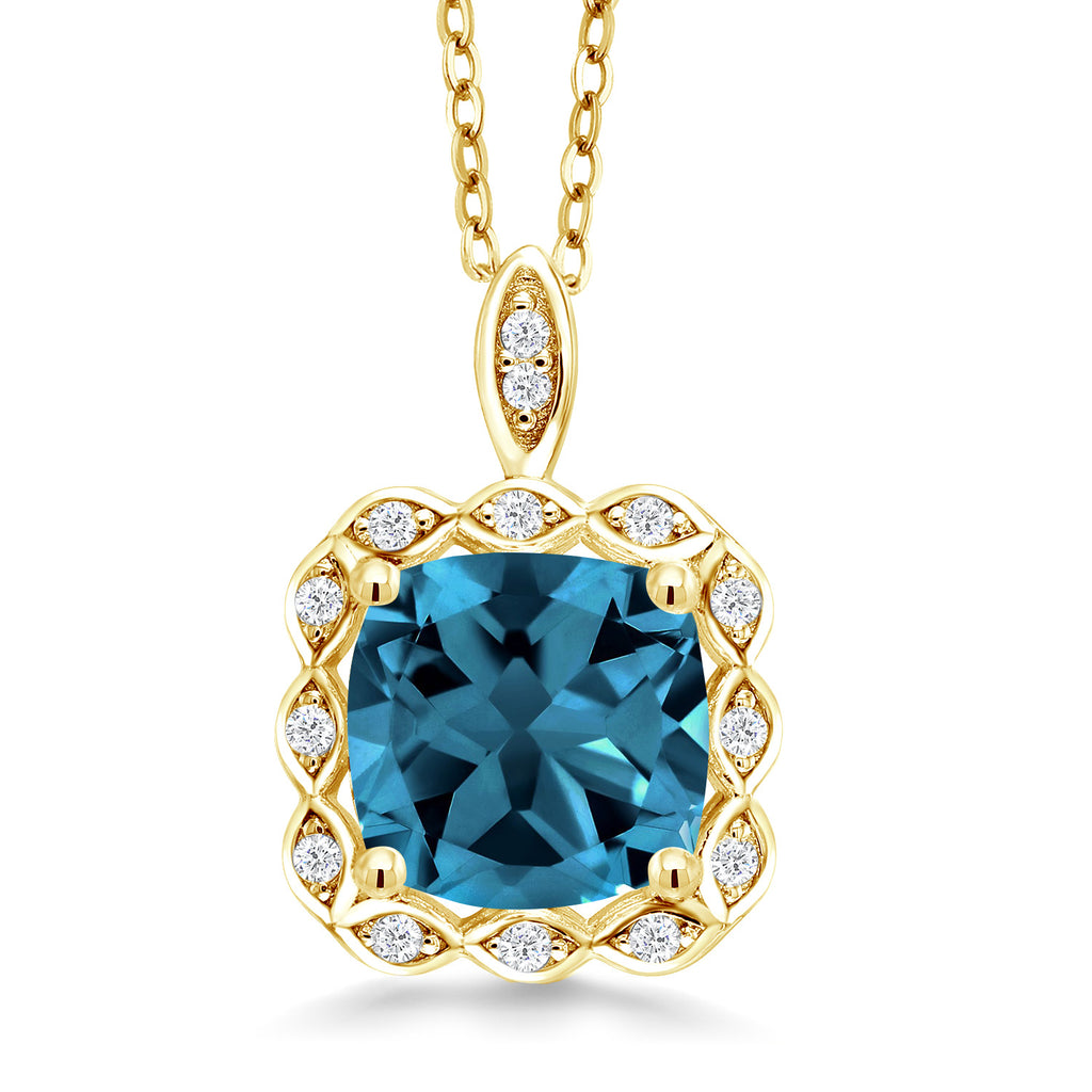 London Blue Topaz - November_Pendant in 925 Yellow Gold Plated Silver