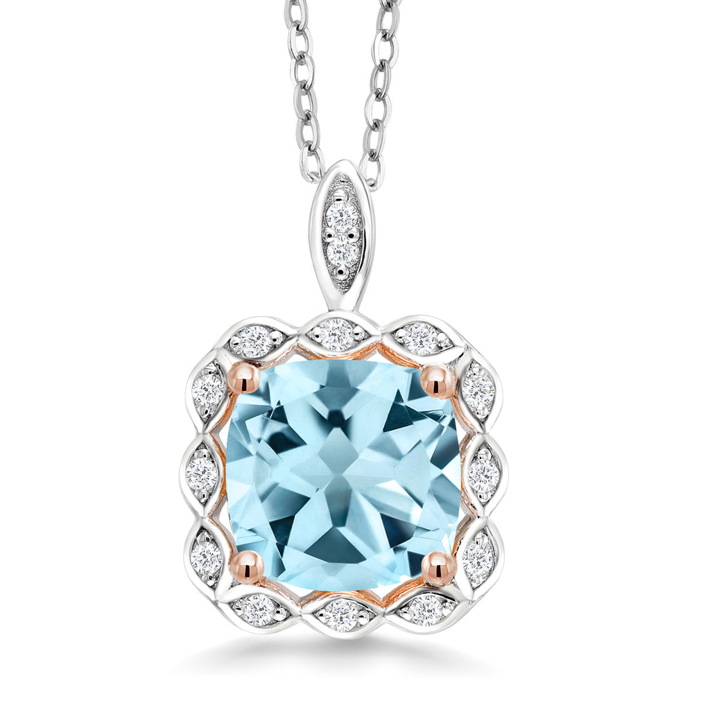 Sky Blue Topaz - November_Pendant in 925 Sterling Silver