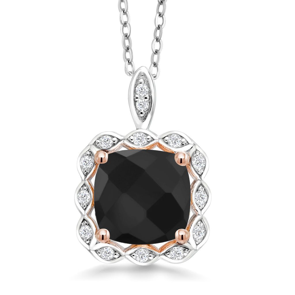 Onyx-Checkerboard - December_Pendant in 925 Sterling Silver