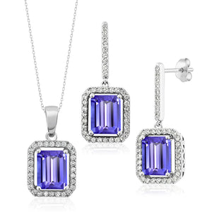 Tanzanite - December_Pendant Earrings Set in 925 Sterling Silver