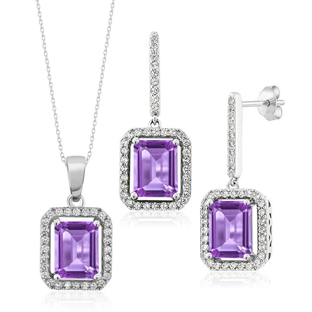 Amethyst - February_Pendant Earrings Set in 925 Sterling Silver