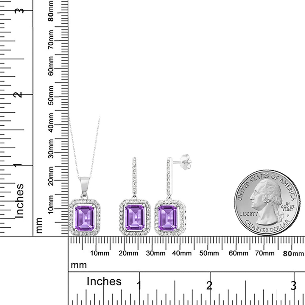 Amethyst - February_Pendant Earrings Set in 925 Sterling Silver