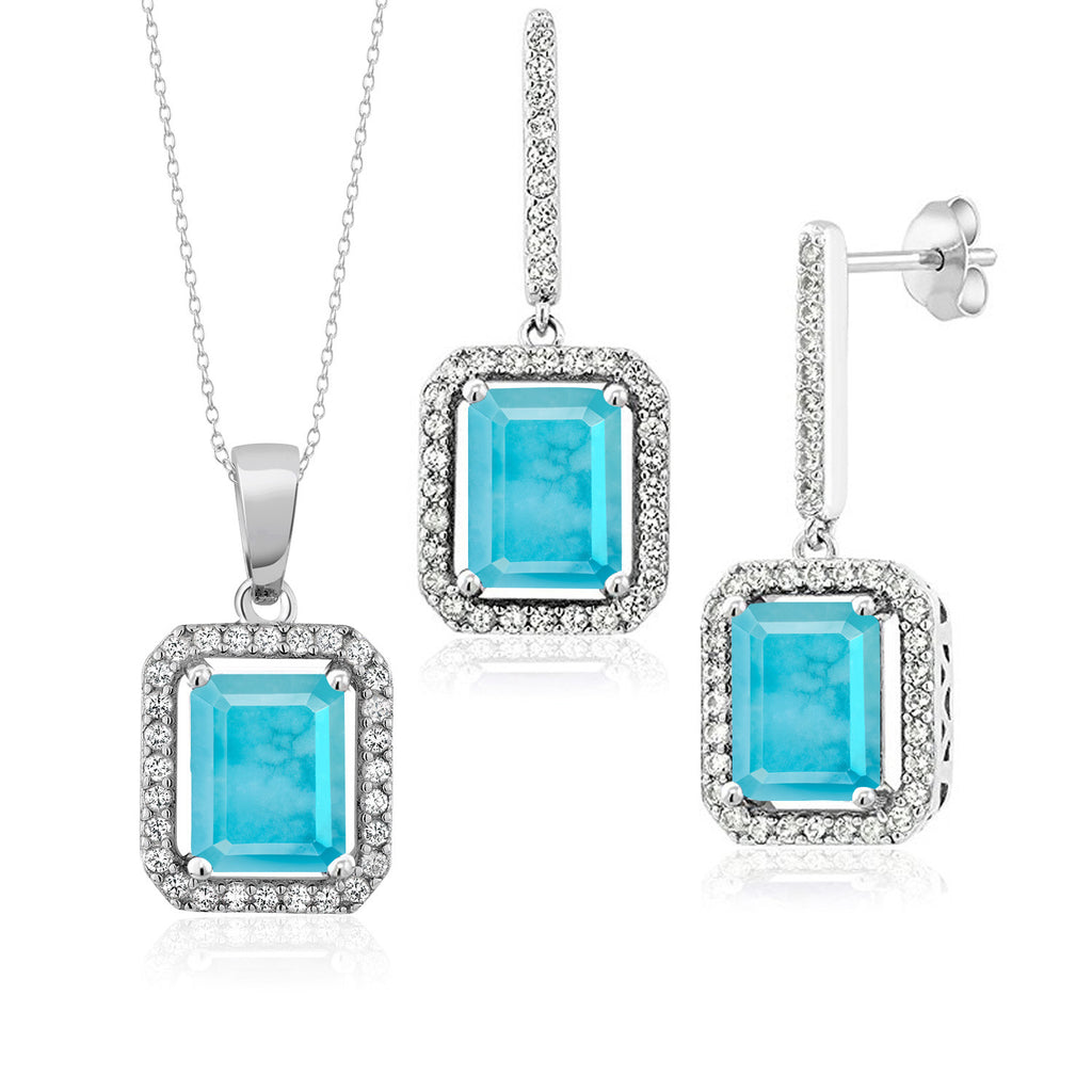 Turquoise_Pendant Earrings Set in 925 Sterling Silver