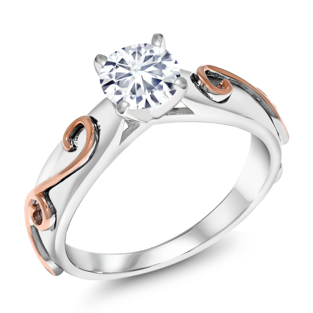 925 Sterling Silver White Moissanite Women Engagement Ring For Women (1.00 Cttw, Gemstone Birthstone, Round 6.5MM, Available in Size 5,6,7,8,9)